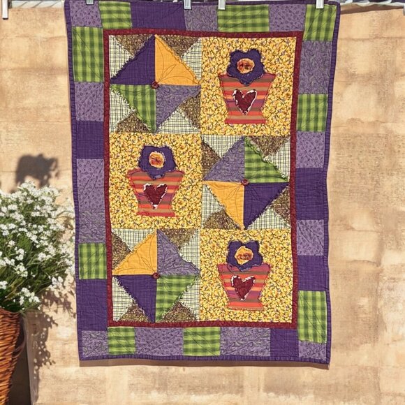 Handmade Country Farmhouse Patchwork Cottage Quilted Table Runner Floral - Picture 8 of 8